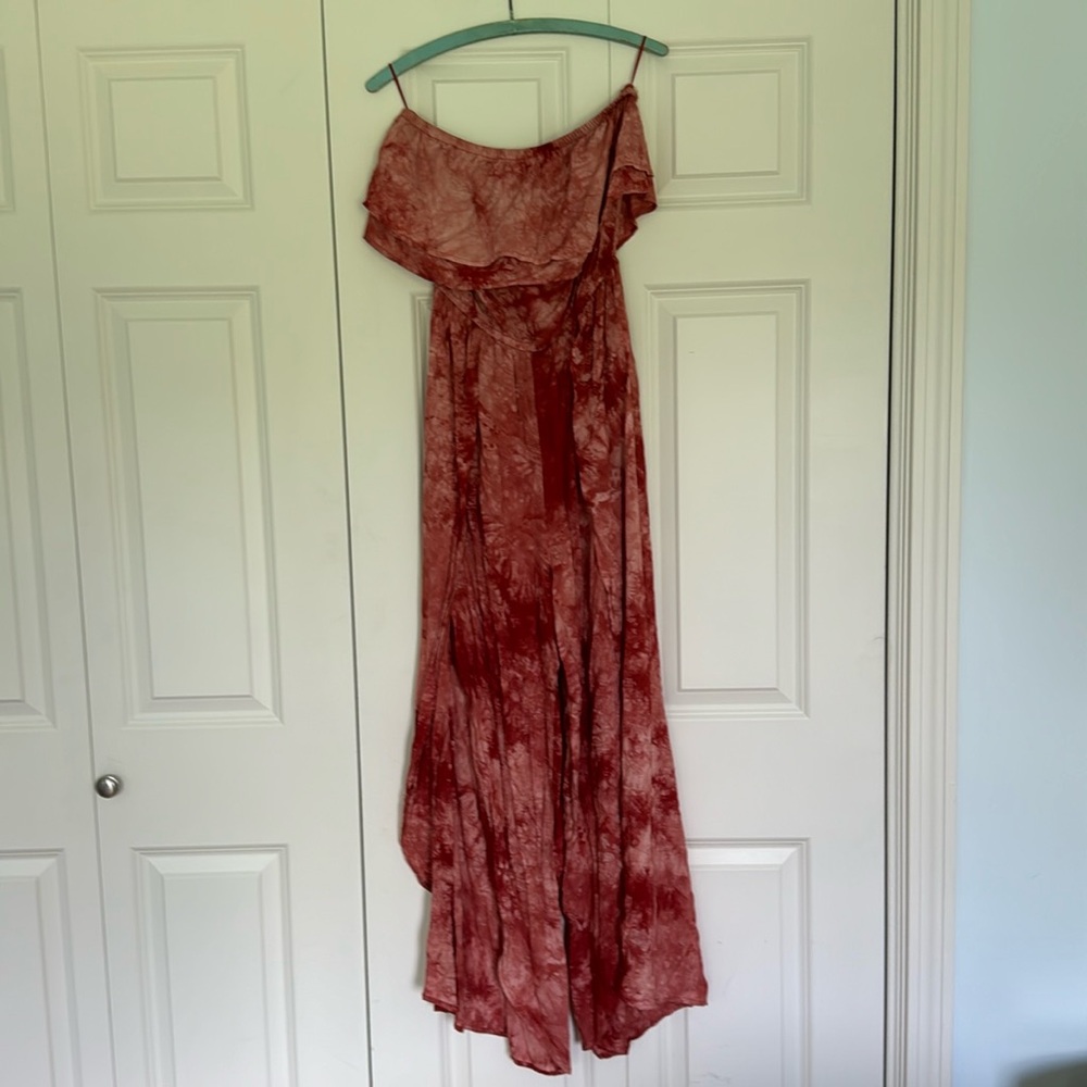 American threads pink tie-dye jumpsuit